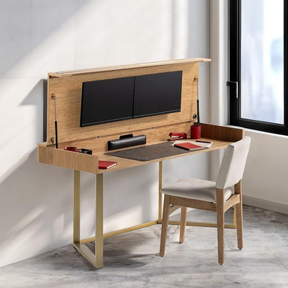 Transformer Table - Expandable Dining Table to Computer Desk, Work-from-Home Office Desk, Gaming Desk, Study Desk, Space-Saving Adjustable Furniture, Natural