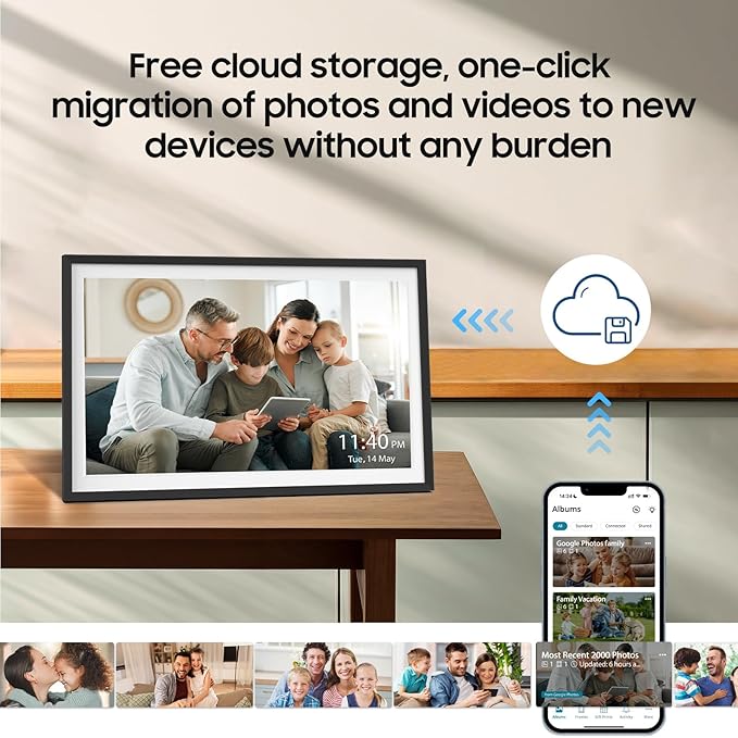 ApoloSign Digital Picture Frame Powered by Nixplay, 15.6" Large WiFi Digital Photo Frame, Easy to Share Photos/Videos via Nixplay App, 1920x1080 FHD IPS Touch Screen, Auto-Rotate, Free Cloud Storage
