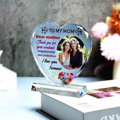 FANF&YKPY Personalized mother's gift customized heart-shaped crystal photo frame Christmas, Thanksgiving, Mother's Day, birthday gift for mom, mother, wife, women, ladies, grandmother