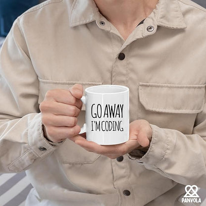 Panvola Go Away I'm Coding Coder Gift Computer Programming Programmer Student Graduation Birthday Valentines Christmas Drinkware Novelty Coffee Ceramic Mug White 11 oz White