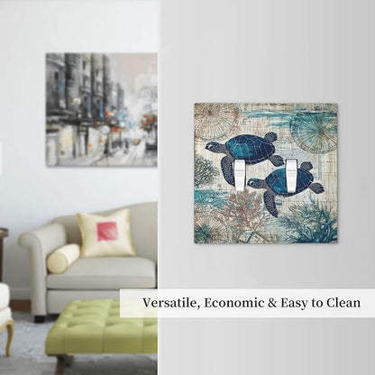 Blue Green Sea Turtle Tropical Ocean Coral Nautical Map Decorative Switch Plates 2 Gang Double Toggle Outlet Light Switch Cover Wall Plate Electrical Faceplate For Bed Room Bathroom Decor