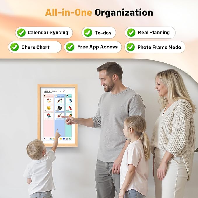 Digital Calendar 15.6" Digital Calendar&Chore Chart - 1080P Interactive Touchscreen Electronic Calendar for Family Schedules, 64GB WiFi Smart Organizer, Wall/Desk Mountable, 2025 Calendar-Wooden