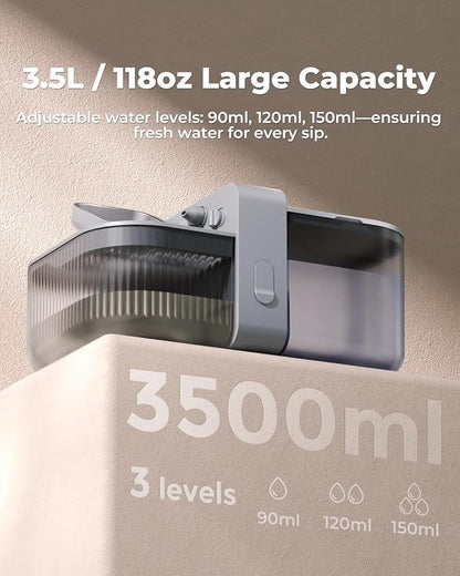 No-Filter Wireless Cat Water Fountain, 3.5L Stainless Steel Pet Fountain for Cats & Dogs – Wastewater Separation, Auto Refill, Ultra-Quiet 3000mAh Battery, Indoor Smart Water Dispenser