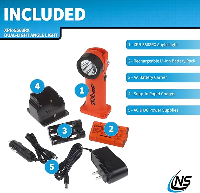 Nightstick XPR-5568RX Intrant Rechargeable Intrinsically Safe Permissible Dual-Light Angle Light (Red)