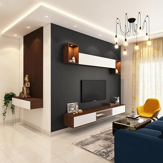 Art3d 8-Pack 96 x 6in. WPC Acoustic Slat Wall Panel for Modern Interior Decor, TV Background, Living Room, Matte Black