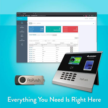 Acroprint ProPunch Time Clock System for Employees – Biometric Fingerprint Time Clock for Small Business, No Monthly Fees, Advanced Time Card Machine with Employee Time Tracker