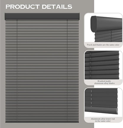 Motorized Cordless Aluminum Blinds with Remote, Automatic Room Darkening Horizontal Blinds for Indoor Windows, Light Adjustment Waterproof Blinds, Customized for Home Office, Black