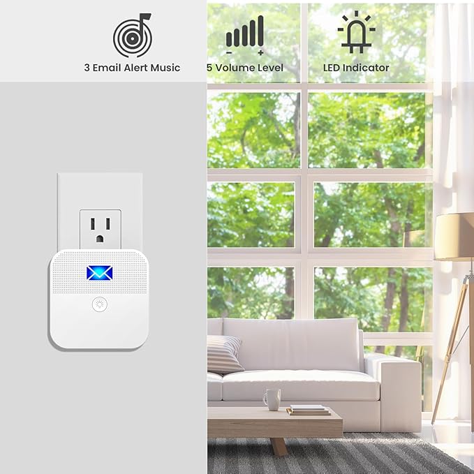 Mailbox Alarm, Wireless Long Range Mailbox Alert, Mailbox Chime Notification System 600 ft Long Range LED Light Flashing and Sound Reminderser Station for Delivered Mail