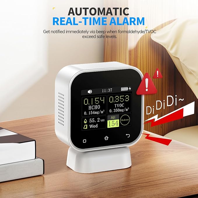 Air Analyzers Formaldehyde Detector for HCHO TVOC Display with Alarm Systems Historical Data Trackings HCHO TVOC Meter with Data Logging