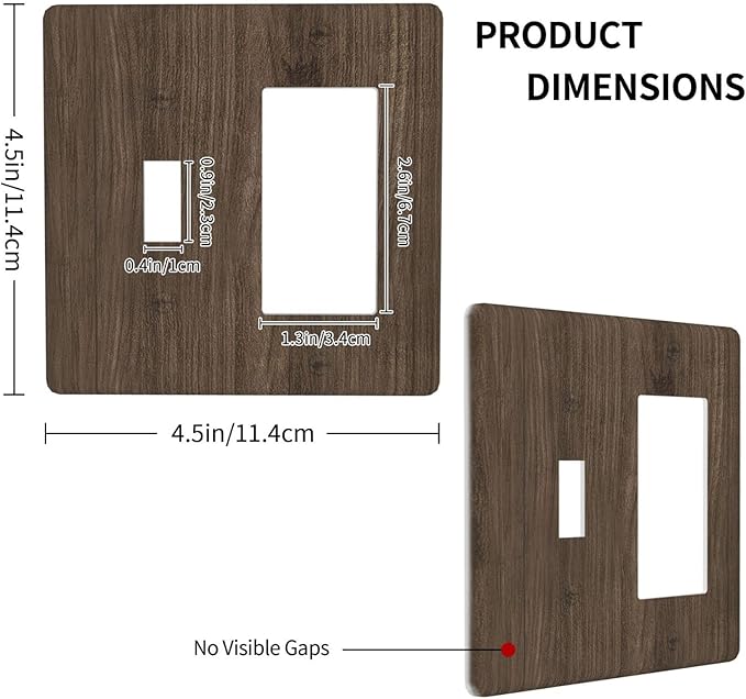 Outlet Covers Rustic Walnut Wood Grain 1 Toggle 1 Rocker Combo Light Switch Cover Plate Decorative Switch Plate Covers Electrical Wall Plate for Farmhouse Cabin Decor