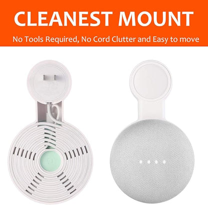 PEF Outlet Wall Mount Holder for Google Nest Mini and Google Home Mini, A Space-Saving Accessories with Cord Management for Google Mini Smart Speaker, No Messy Wires or Screws (2 Pack)