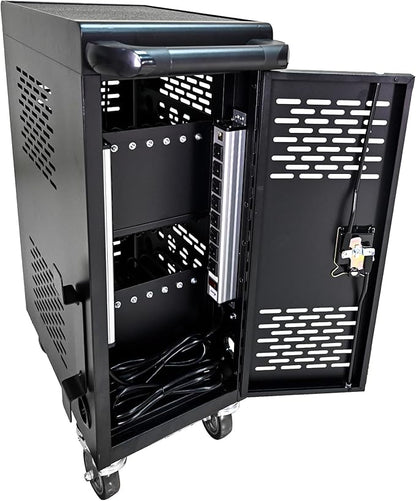 Laptop Charging Cart, Laptop Storage Cart with 16-Bay, Mobile Charging Cabinet for iPads up to 14", Chromebook Devices, Cord Management, Access Lock.School,Business.Black