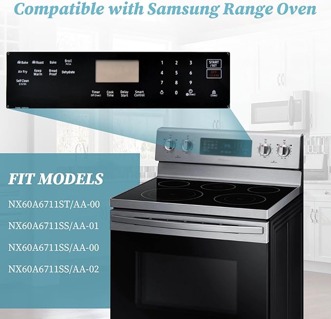 DG96-00850A Switch Membrane Replacement Model, Touchpad Overlay, Compatible with Samsung Stove Oven, Replaces NX60A6711ST/AA-00,NX60A6711SS/AA-01,NX60A6711SS/AA-00, NX60A6711SS/AA-02