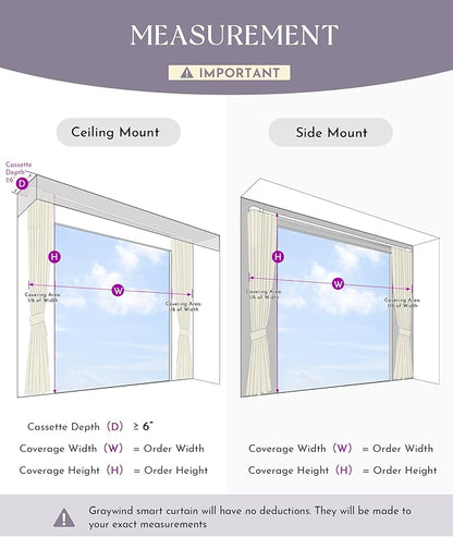 Graywind Rechargeable Smart Curtains Compatible with Alexa App Remote Control Motorized Drape for Sliding Door One-Way or Split Draw, Custom Width Up to 220" (Galaxy Series)