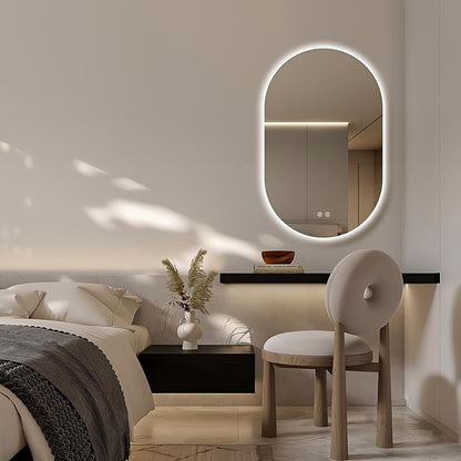 48" x 30" Oval LED Mirror for Bathroom, Backlit Vanity Mirror with Lights, Frameless Smart Wall Mirror, 3 Colors Stepless Dimmable, Anti-Fog, Shatterproof, Memory, CRI95+(Horizontal/Vertical)