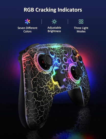 NexiGo Wireless Controller (No Deadzone) for Switch 2 and Switch, Bluetooth Controllers for Nintendo Switch with Vibration, Motion, Turbo and LED Light (Lightstorm)