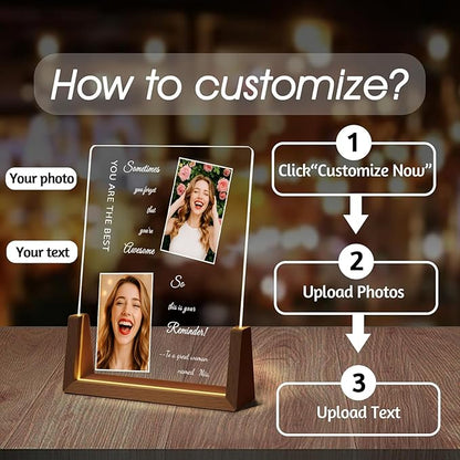 LOUISMIAA Customized Picture Frames with Night Light,Decorative Plaque Anniversary Birthday Mother’s Day Father’s Day Valentine’s Personalized Gifts for Boyfriend Girlfriend Couple Wife Women Same Day Shipping