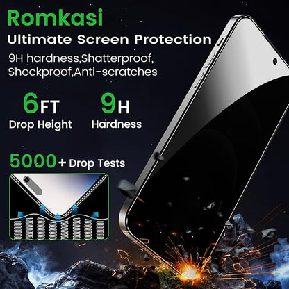 3 Pack Privacy Screen Protector for iPhone 14 Pro 6.1 Inch with 3 Pack Camera Lens Protector, Anti Spy Tempered Glass Film, Anti-Scratch, Touch Sensitive, Case Friendly
