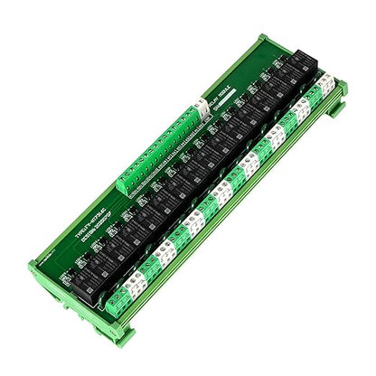 Relay Board, 16 Channel 1 SPDT DIN Rail Mount 24V DC/AC Relay, Interface Board