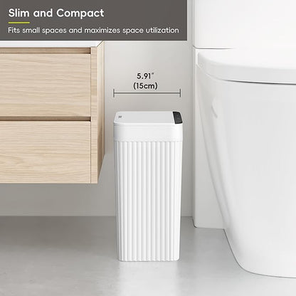 EKO Brio 10L/2.6 Gallon Motion Sensor Trash Can, Automatic Touchless Bathroom Garbage Bin, Waterproof Smart Trash Can for Kitchen, Bedroom, and Office, White