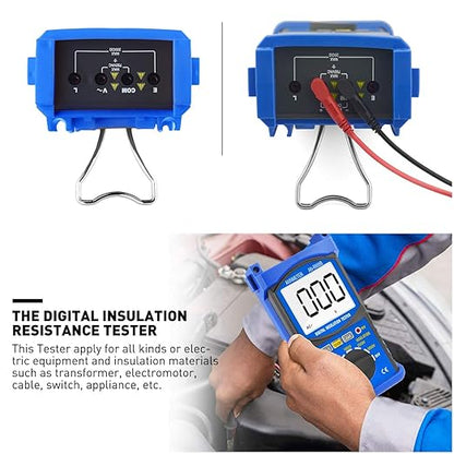 Digital Insulation Resistance Tester, AIMOEST Megohmmeter 200GΩ Meg Ohmmeter, 500V/1000V/2500V/5kV Test Voltage, Auto Ranging Mega Ohm Meter AC Voltmeter AI-6688B with Over-Range Indicator