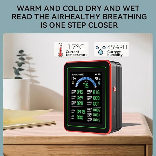 Marhynchus 18 in 1 Indoor Air Quality Monitor Air Quality Tester Air Quality Detector with CO2 TVOC HCHO PM2.5 PM10 Temp Humidity Sensor & Data Storage for Home Office