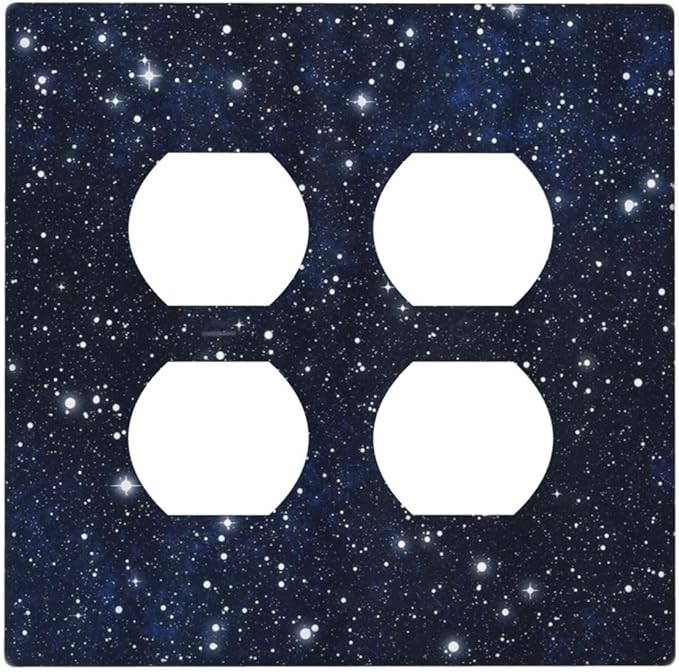 Decorative Outlet Covers Blue Galaxy Universe Space Stars 2 Gang Wall Plate Cover Double Duplex Receptacle Two Switch Light Switch Cover Plate Jumbo Dual Faceplate for Home Decor
