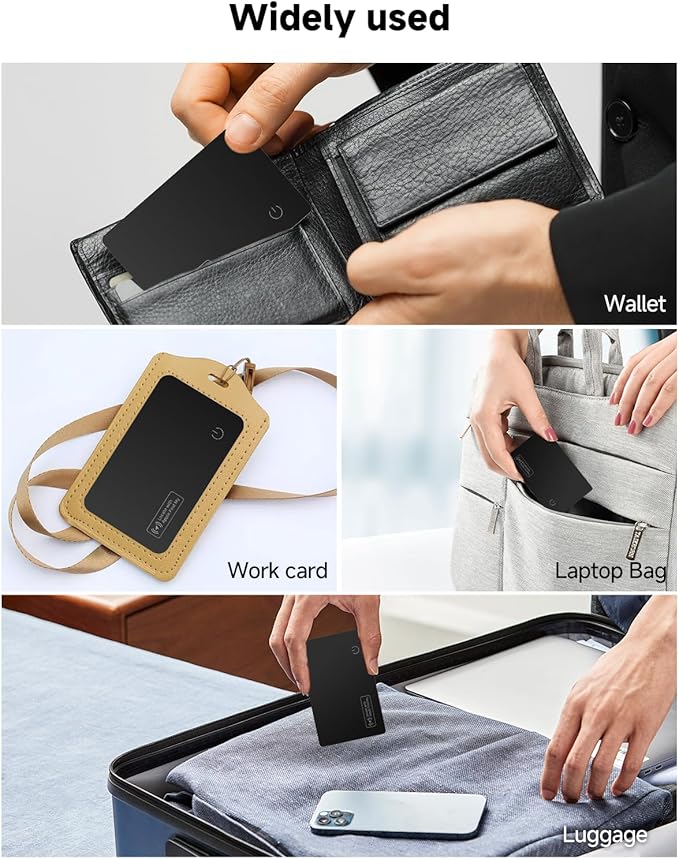 JTD 4 Pack Smart Card Wallet Tracker - Apple Find My Compatible (iOS Only), 0.07in Ultra-Thin IP68 Waterproof Bluetooth Tracker Card, for Wallet, Backpack, Passport