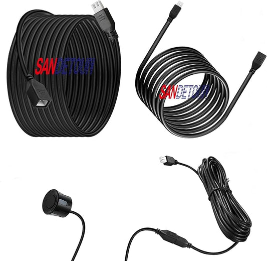 2-Pack Parking Sensor Extension Cable - Includes Two 4.5m (14.763ft) Cables for Extended Pickup Trucks, Sedans, and Vans; Compatible with Front Bumper Sensor Probe Installation
