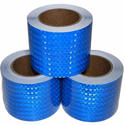 Blue Reflective Tape 4 inch Wide, Outdoor Waterproof High Visibility Warning Industrial Marking Tape, Safety Stickers (68 feet,3 Rolls)