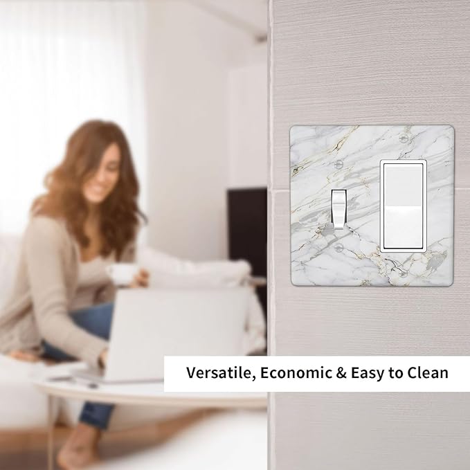 Outlet Covers Gray Gold Marble Abstract Modern Luxury 1 Toggle 1 Rocker Combo Light Switch Cover Plate Decorative Switch Plate Covers Electrical Wall Plate for Bedroom Home Decor