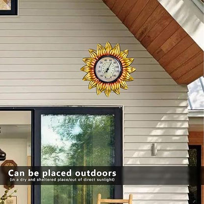 MUMTOP Outdoor Thermometers for Patio - Indoor Outdoor Thermometer, Sunflower Wall Thermometer Wireless for Garden Home Decor