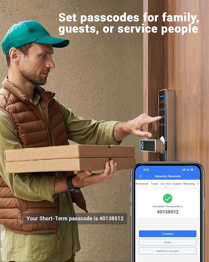 TMEZON Smart Door Lock, Fingerprint Smart Lock for Front Door, Keyless Entry Door Lock, Keypad Door Lock with with Handle, IP66 Weatherproof Electronic Door Lock Home Security