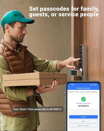 TMEZON Smart Door Lock, Fingerprint Smart Lock for Front Door, Keyless Entry Door Lock, Keypad Door Lock with with Handle, IP66 Weatherproof Electronic Door Lock Home Security