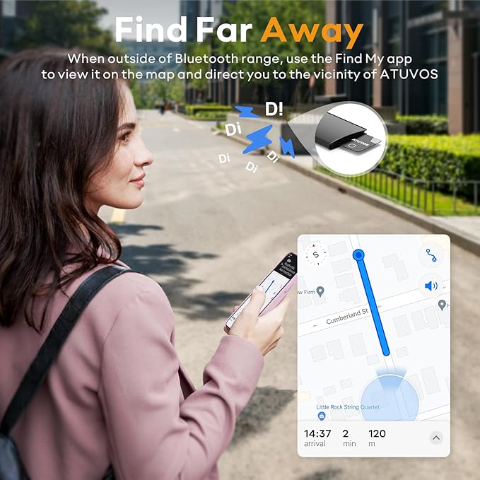 ATUVOS Blueooth Tracker Slim, Smart Air-Tag Wallet Card Ultra Thin 2 Packs Compatible with Apple Find My App (iOS Only), Item Locator for Luggage, Keys, Passport, Bags, IP67 Waterproof