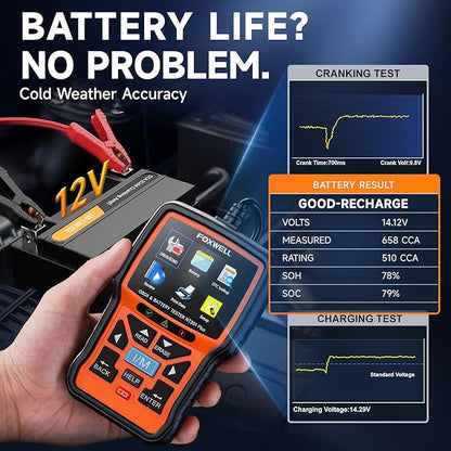 Upgraded of NT301, 2-in-1 FOXWELL NT301 Plus OBD2 Scanner Battery Tester, Professional Check Engine Code Reader Car Diagnostic Tool, 12V Cranking Charging Analyzer for 1996+ Newer Vehicle