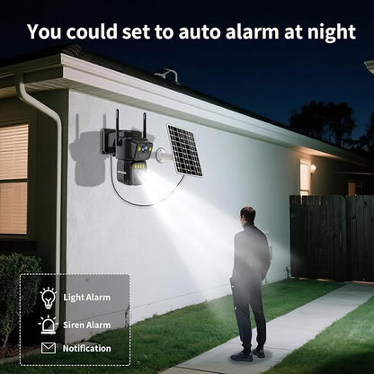 Security Cameras Outdoor WiFi,5G/2.4G Cameras for Home Security Solar Power with Dual Lens,Motion Detection,Night Vision,2-Way Audio,Weather Proof,No Subscription Fee