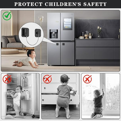 2 Pack Refrigerator Lock, Fridge Locks, Freezer Locks, Mini Fridge Lock for refrigerators, cabinets, Windows, and Drawers, keyless Installation