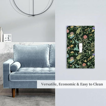 Decorative Light Switch Cover Plate Vintage Green Leaf Plant Rustic Pink Flower 1 Gang Wall Plate Oversized Single Toggle Wall Cover Plate Jumbo Electrical Switchplate Faceplate