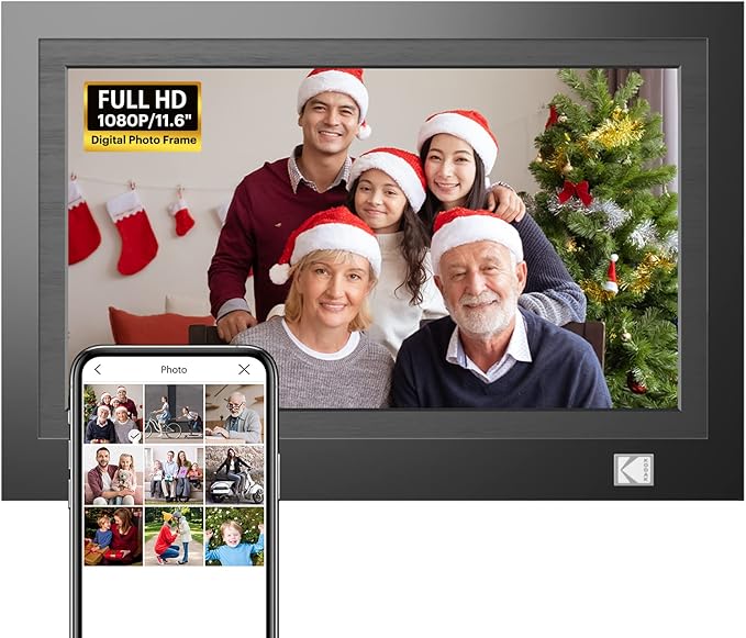 KODAK WiFi Digital Picture Frame, 11.6 Inch 1920 * 1080 IPS FHD Touchscreen Digital Photo Frame with 32GB Storage, Easy Setup to Share Photos or Videos, The Best for Family and Friends(Black)