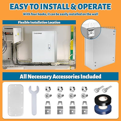 Outdoor Electrical Box 24 x 16 x 10''D NEMA 4X Enclosure Steel Box, Waterproof & Dustproof Outdoor/Indoor Lockable Electrical Junction Box, with Mounting Plate
