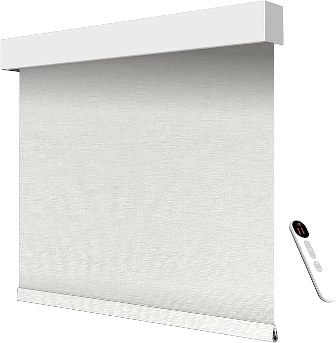Smart Motorized Blinds – 100% Blackout Roller Shades with Remote, Alexa/Google Home/Siri Control, Matter Compatible, Wireless Rechargeable Battery, Custom Sizes for Windows & Sliding Doors