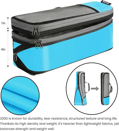 BAGAIL 4 Set/6 Set/8 Set Compression Packing Cubes Travel Accessories Expandable Packing Organizers (Half Mesh, 6-Blue)
