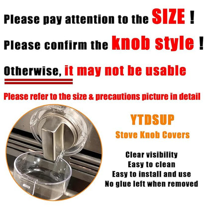 Stove Knob Covers for Child Safety (6 Pack), Stove Knob Safety Covers, Childproof Oven Lock Knob Covers with Adhesive, Prevent Kids-Pets from Gas Stove Knob Locks, Heat-Resistant Upgraded-Clear