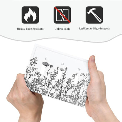 Decorative Switch Plates Floral Wildflower Rustic Plant Leaves 3 Gang Wall Plate Triple Toggle Light Switch Cover Faceplate Electrical Wall Panels For Farmhouse Cabin Decor