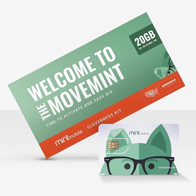 $25/mo. Mint Mobile Phone Plan with 20GB of 5G-4G LTE Data + Unlimited Talk & Text for 3 Months (3-in-1 SIM Card)