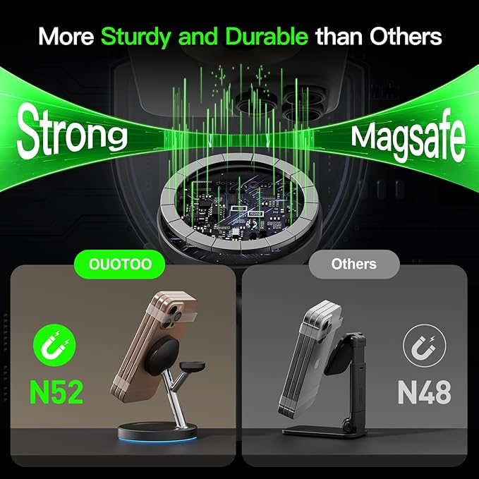 2025 3 in 1 Charging Station for Apple Compatible with Magsafe Charger Stand for iPhone 17 16 15 14 13 12 Wireless Charging Station for AirPods Wireless Charger for iWatch Series