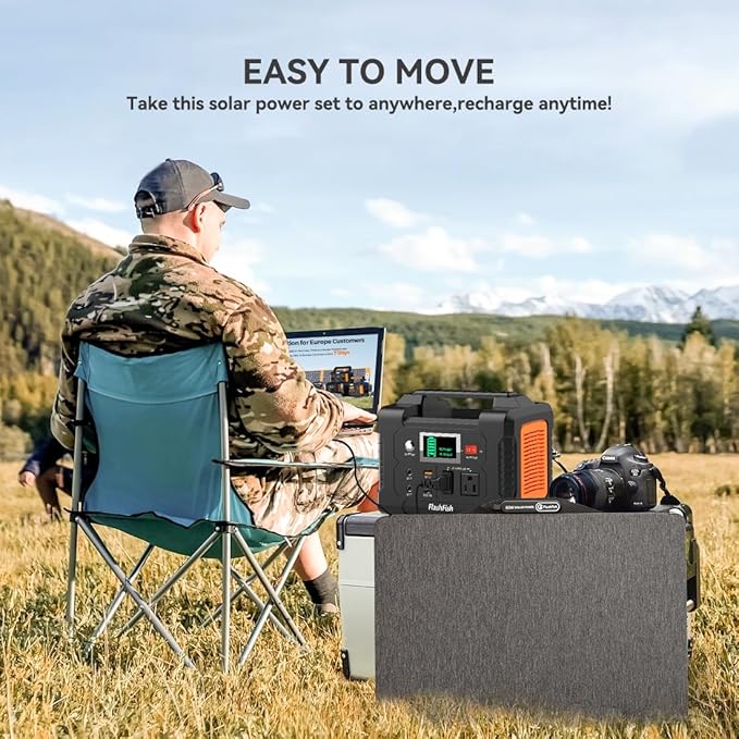 Portable Power Station With Solar Panel Included, Flashfish 200W Solar Generator+60W Solar Panel(DC Output),Backup Power Emergency Power Supply For Home Blackout/RV/Camping