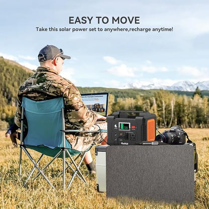 Portable Power Station With Solar Panel Included, Flashfish 200W Solar Generator+60W Solar Panel(DC Output),Backup Power Emergency Power Supply For Home Blackout/RV/Camping