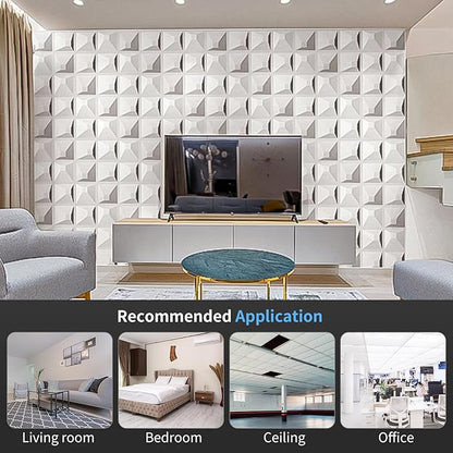 Art3d Decorative 3D Wall Panel, 32 Sq.FT PVC Interior Wall Decor for Living Room, Bedroom, Lobby, Office, Shopping Mall, White